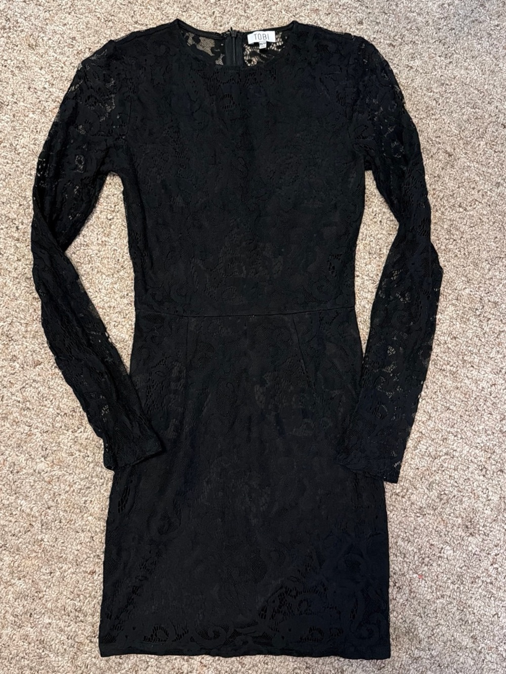 Tobi Black Lace Long Sleeve Bodycon Dress